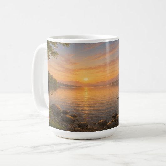 Sonnenuntergang am See Kaffeetasse (Vorderseite Links)