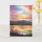 Sonnenuntergang am See Karte (Gelbe Blume)