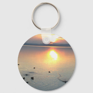 Sonnenuntergang am See mit Enten Schlüsselanhänger