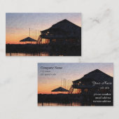 Sonnenuntergang am See mit Gebäude auf dem Deck Visitenkarte (Vorne/Hinten)