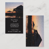 Sonnenuntergang am See mit Gebäude auf dem Deck Visitenkarte (Vorne/Hinten)