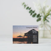Sonnenuntergang am See mit Gebäude auf dem Deck Visitenkarte (Stehend Vorderseite)