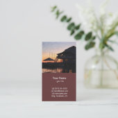 Sonnenuntergang am See mit Gebäude auf dem Deck Visitenkarte (Stehend Vorderseite)