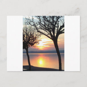 Sonnenuntergang am See Postkarte