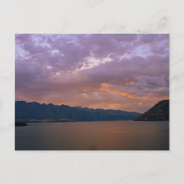 Sonnenuntergang am See Wakatipu, Queenstown, NZ Postkarte