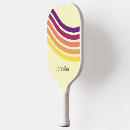 Sonnenuntergang am Strand Abstrakte Wavy Lines Pickleball Schläger (Links)