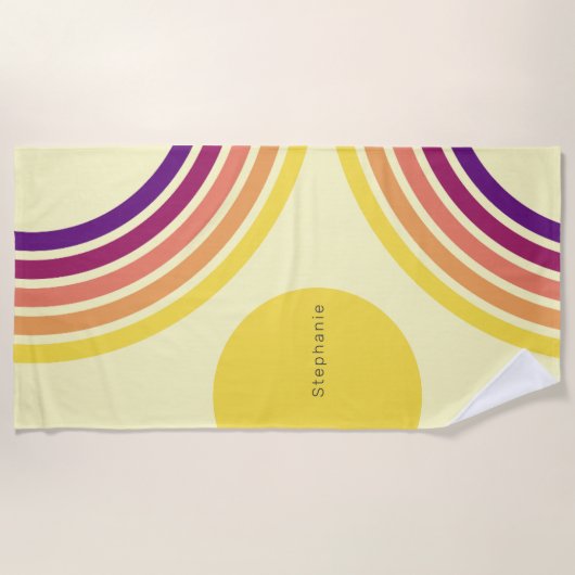 Sonnenuntergang am Strand Abstrakte Wavy Lines Strandtuch (Vorderseite)