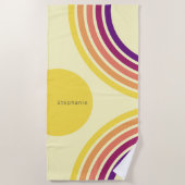 Sonnenuntergang am Strand Abstrakte Wavy Lines Strandtuch (Vorderseite)