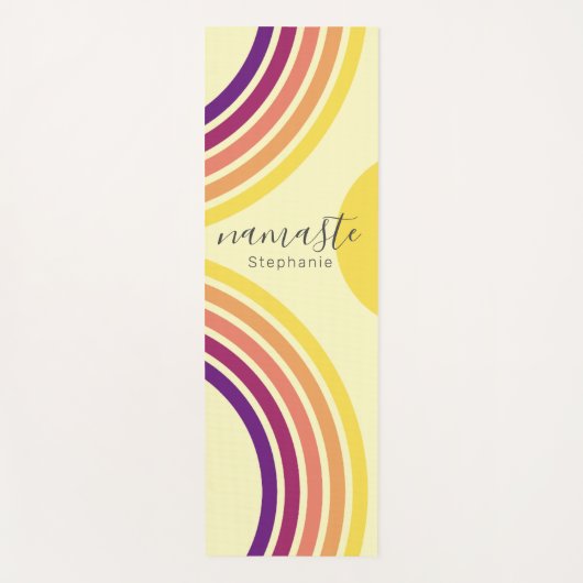 Sonnenuntergang am Strand Abstrakte Wavy Lines Yogamatte (Vorderseite)