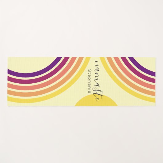 Sonnenuntergang am Strand Abstrakte Wavy Lines Yogamatte (Vorderseite (Horizontal))