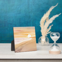 Sonnenuntergang am Strand Aquarell | Schönes Gelb Fotoplatte