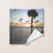 Sonnenuntergang am Strand Badhandtuch Set (Waschlappen)