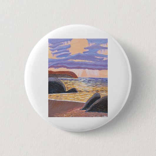 Sonnenuntergang am Strand Button (Vorderseite)