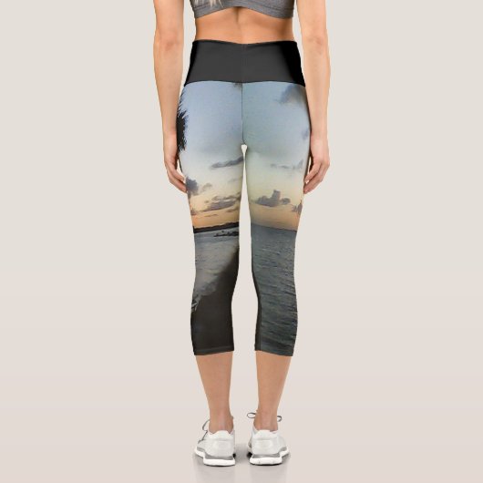 Sonnenuntergang am Strand Capri Leggings (Rückseite)