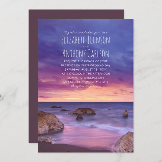 Sonnenuntergang am Strand Einladung (Vorne/Hinten)