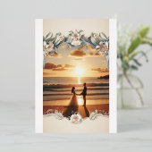 Sonnenuntergang am Strand Einladung zur Hochzeit | (Stehend vorne)