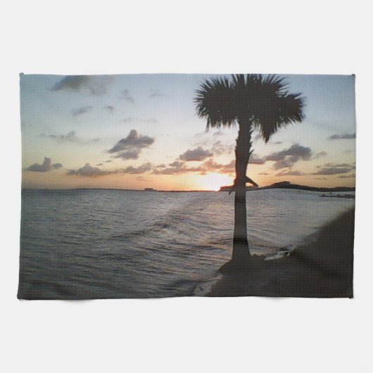 Sonnenuntergang am Strand Geschirrtuch (Horizontal)