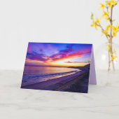 Sonnenuntergang am Strand Grußkarte Karte (Gelbe Blume)