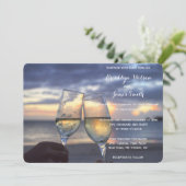 Sonnenuntergang am Strand Hochzeit Einladung (Stehend Vorderseite)