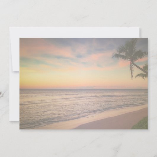 Sonnenuntergang am Strand Hochzeit, Palmen Save th Save The Date (Rückseite)