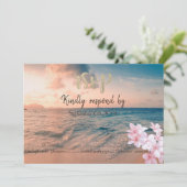 Sonnenuntergang am Strand Hochzeit, Plumeria UAWG Einladung (Stehend Vorderseite)