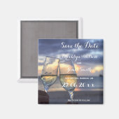 Sonnenuntergang am Strand Hochzeit speichern Sie d Magnet (Vorderseite/Rückseite)