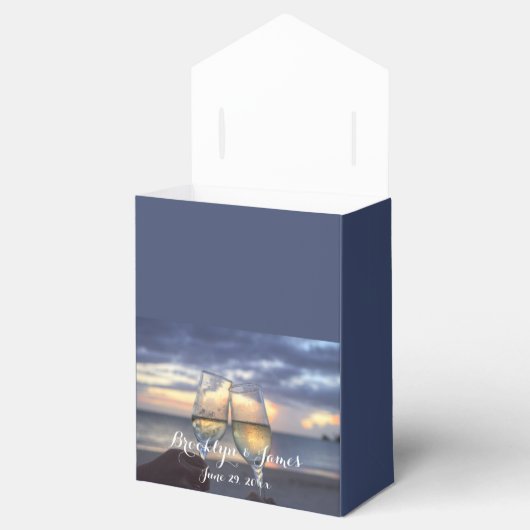 Sonnenuntergang am Strand Hochzeitsvorzügen Boxen Geschenkschachtel (Geöffnet)