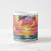 Sonnenuntergang am Strand Jumbo-Tasse (Vorderseite)