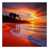 Sonnenuntergang am Strand, KI, Poster (Vorderseite)