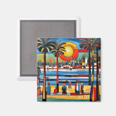 Sonnenuntergang am Strand Magnet (Vorderseite/Rückseite)