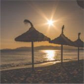 Sonnenuntergang am Strand, Mallorca, Spanien Aufkleber (Vorderseite)