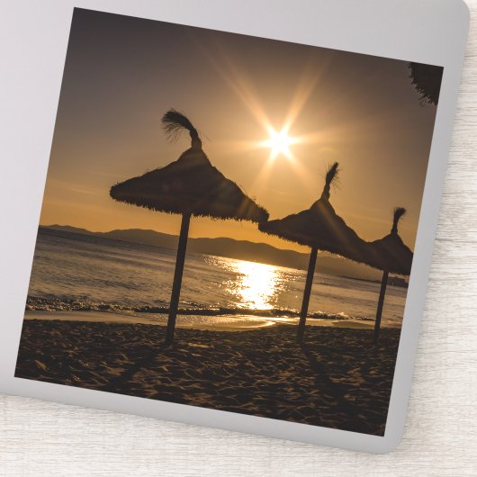 Sonnenuntergang am Strand, Mallorca, Spanien Aufkleber (Detail)
