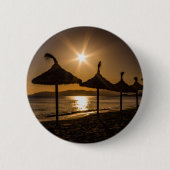 Sonnenuntergang am Strand, Mallorca, Spanien Button (Vorderseite)