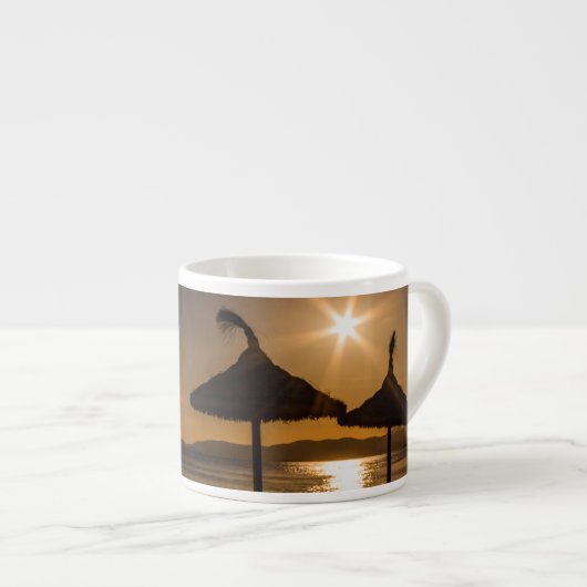 Sonnenuntergang am Strand, Mallorca, Spanien Espressotasse (Vorderseite Rechts)