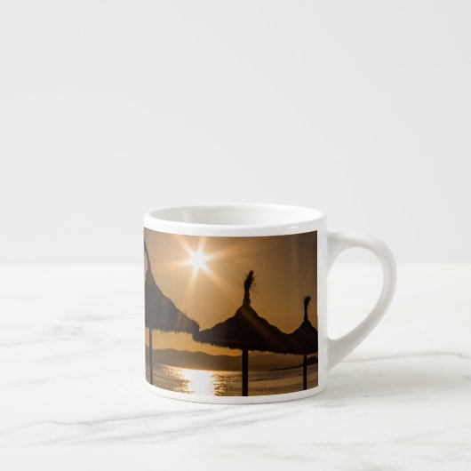 Sonnenuntergang am Strand, Mallorca, Spanien Espressotasse (Rechts)