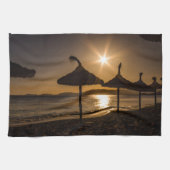 Sonnenuntergang am Strand, Mallorca, Spanien Geschirrtuch (Horizontal)