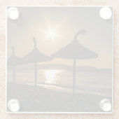 Sonnenuntergang am Strand, Mallorca, Spanien Glasuntersetzer (Rückseite)