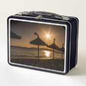 Sonnenuntergang am Strand, Mallorca, Spanien Metall Brotdose (Vorderseite)