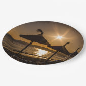 Sonnenuntergang am Strand, Mallorca, Spanien Pappteller (Schrägansicht)
