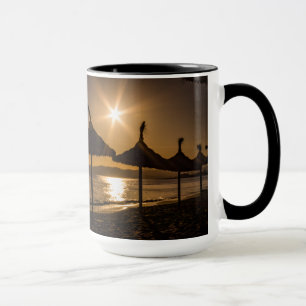 Sonnenuntergang am Strand, Mallorca, Spanien Tasse