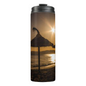 Sonnenuntergang am Strand, Mallorca, Spanien Thermosbecher (Vorderseite)
