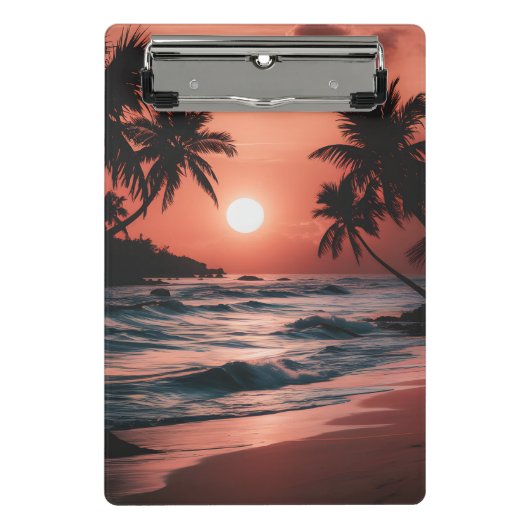 Sonnenuntergang am Strand Mini Klemmbrett (Vorderseite)