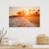 Sonnenuntergang am Strand mit Kokospalmen | Sri La Poster (Küche)