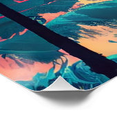 Sonnenuntergang am Strand mit Palmen Poster (Ecke)