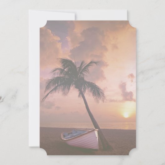 Sonnenuntergang am Strand, Palm, Brautparty Einladung (Rückseite)