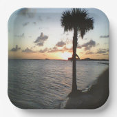 Sonnenuntergang am Strand Pappteller (Vorderseite)