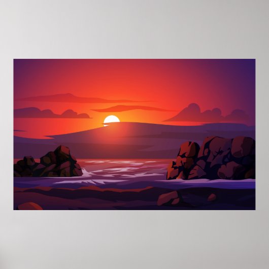 Sonnenuntergang am Strand Poster (Vorne)
