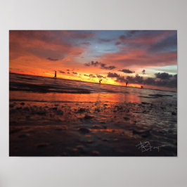 Sonnenuntergang am Strand Poster