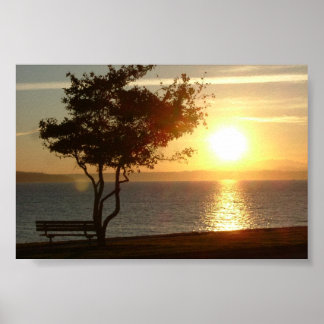 Sonnenuntergang am Strand Poster