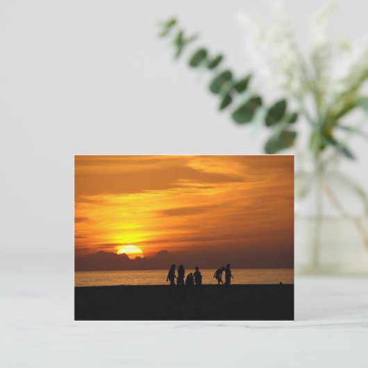 Sonnenuntergang am Strand Postkarte (Stehend Vorderseite)